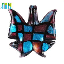 China Design Silver Foil Lampwork Glass Butterfly Pendant
